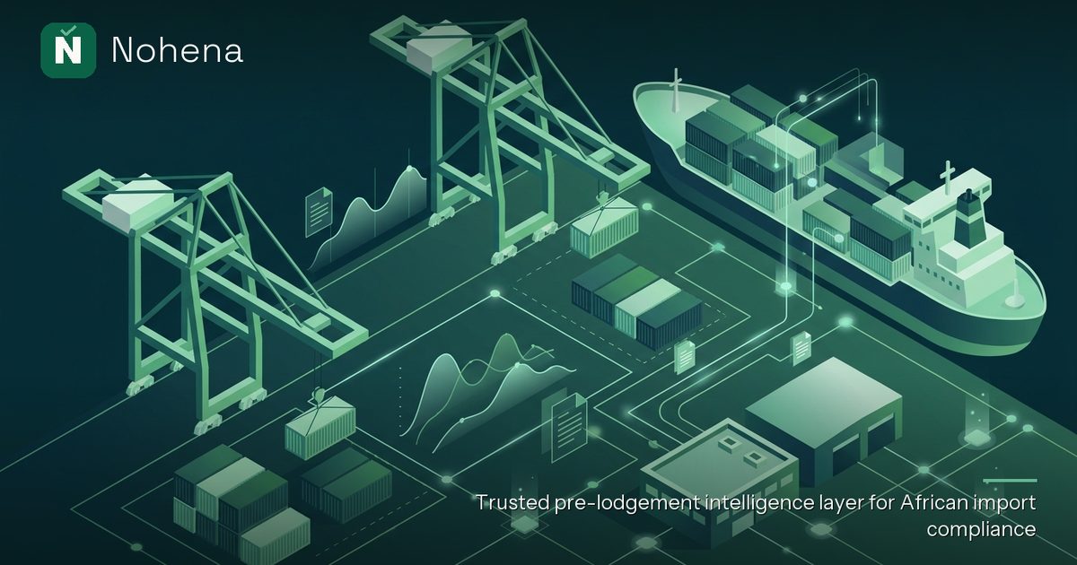 Editorial illustration for Article 8 Additions to Transaction Value: What Importers Often Miss in Nigeria: Towering port cranes,