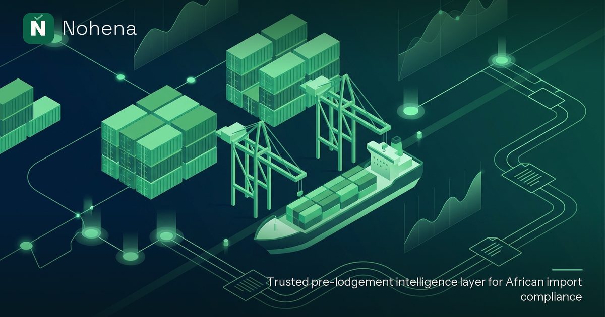 Editorial illustration for HS Code Misclassification: Avoiding Penalties and Delays in Nigeria: abstract customs and logistics motifs evoking HS code misclassification Nigeria