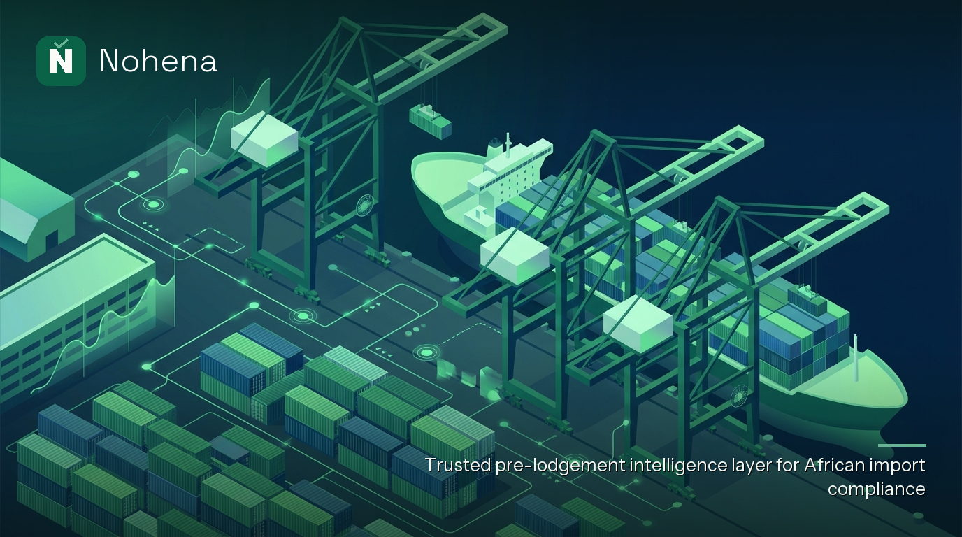 Editorial illustration for ECOWAS ETLS vs. AfCFTA: Choosing the Right Trade Preference for Nigeria: Towering port cranes,