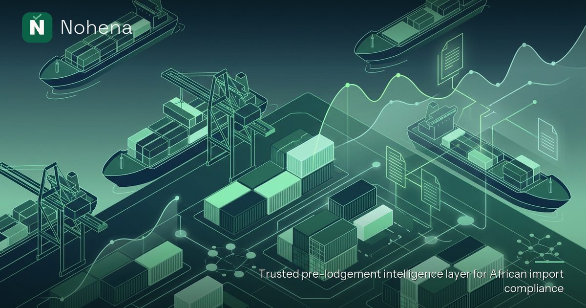 Editorial illustration for Real-time Visibility: The Future of Freight Forwarding in Nigeria: Against a twilight sky,