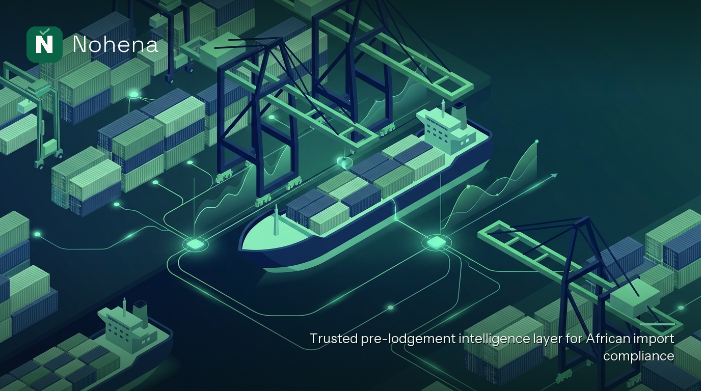 Editorial illustration for Navigating SONCAP and NAFDAC: Essential Compliance for Nigerian Imports: Towering port cranes