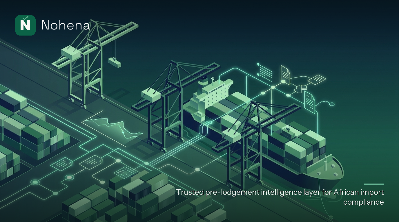 Editorial illustration for Understanding Nigeria's Reference Value Bands: What Importers Need to Know for Accurate Duties: Towering port cranes cast